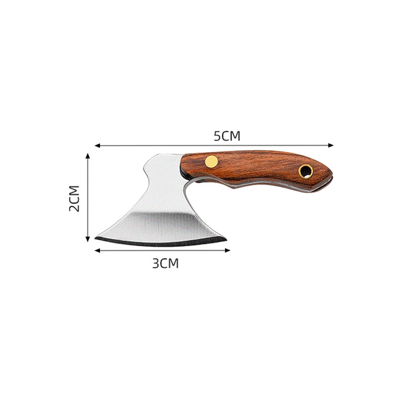 Woodworking Hatchet - ミニ440ステンレス鋼斧ハチェットポケットナイフフルタング木製ハンドルEDCキーホルダー（鞘付き）キーリングとボックスカッターギフトも付属