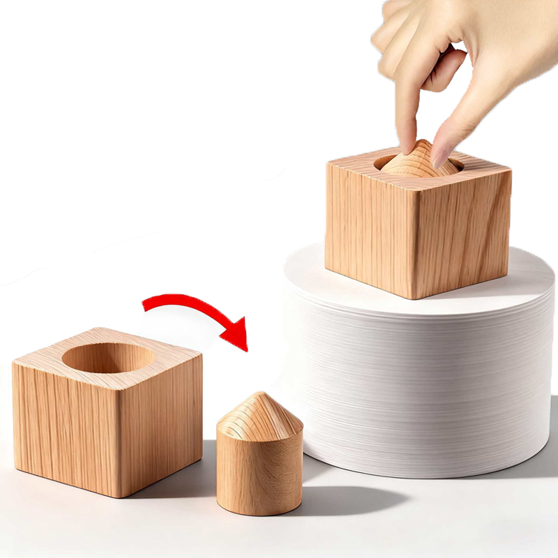 Woodworking Hobby - 不可能な木製ブロックは、シリンダーのクローズアップを表現します。子供、大人、ティーンエイジャー向けのマジックトリック、頭の体操、解きほぐしゲームです。