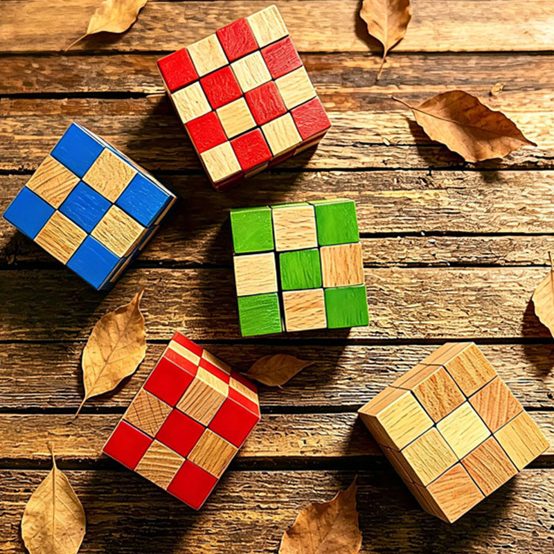 Woodworking Hobby - スクエアスネークキューブ木製脳トレパズル 大人と子供向け IQロジックトレーニング 問題解決おもちゃ 教育的で楽しい挑戦