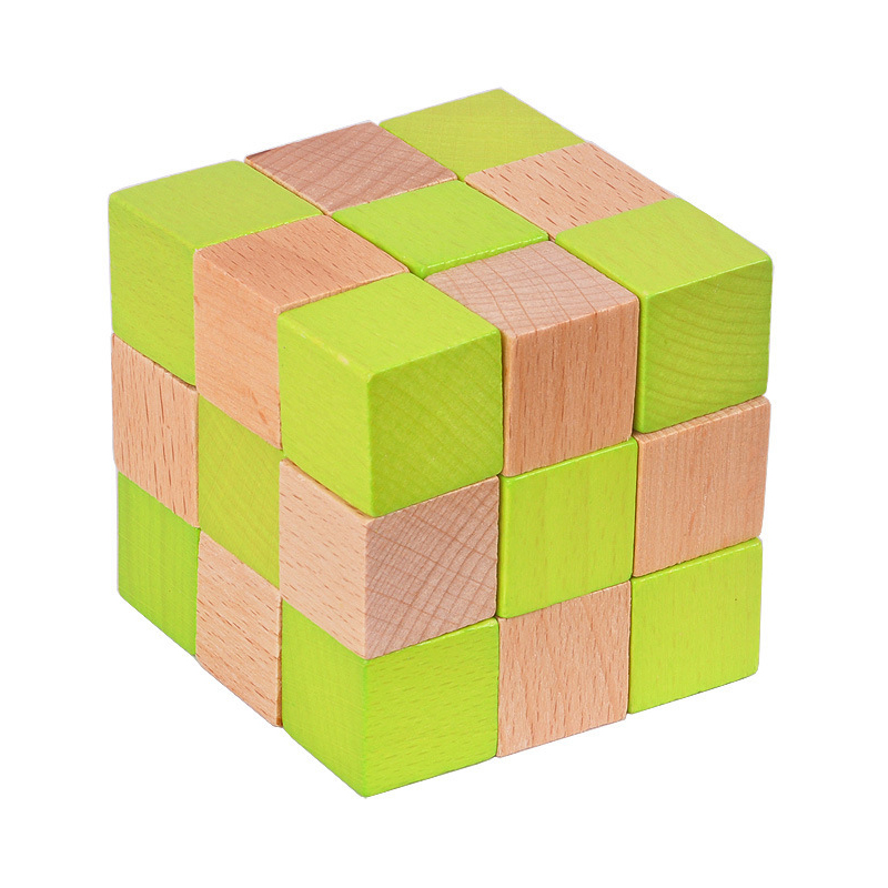 Woodworking Hobby - 木製スネークキューブパズル IQ ロジックトレーニング頭の体操問題解決教育玩具子供男の子女の子のためのマインドチャレンジ