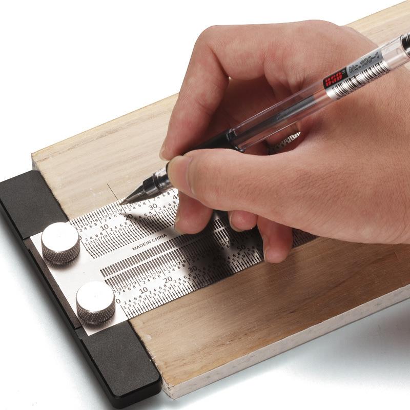 Woodworking Carpenter - 高精度T型穴定規 ステンレス製木工用：線引きゲージ 大工用測定ツール