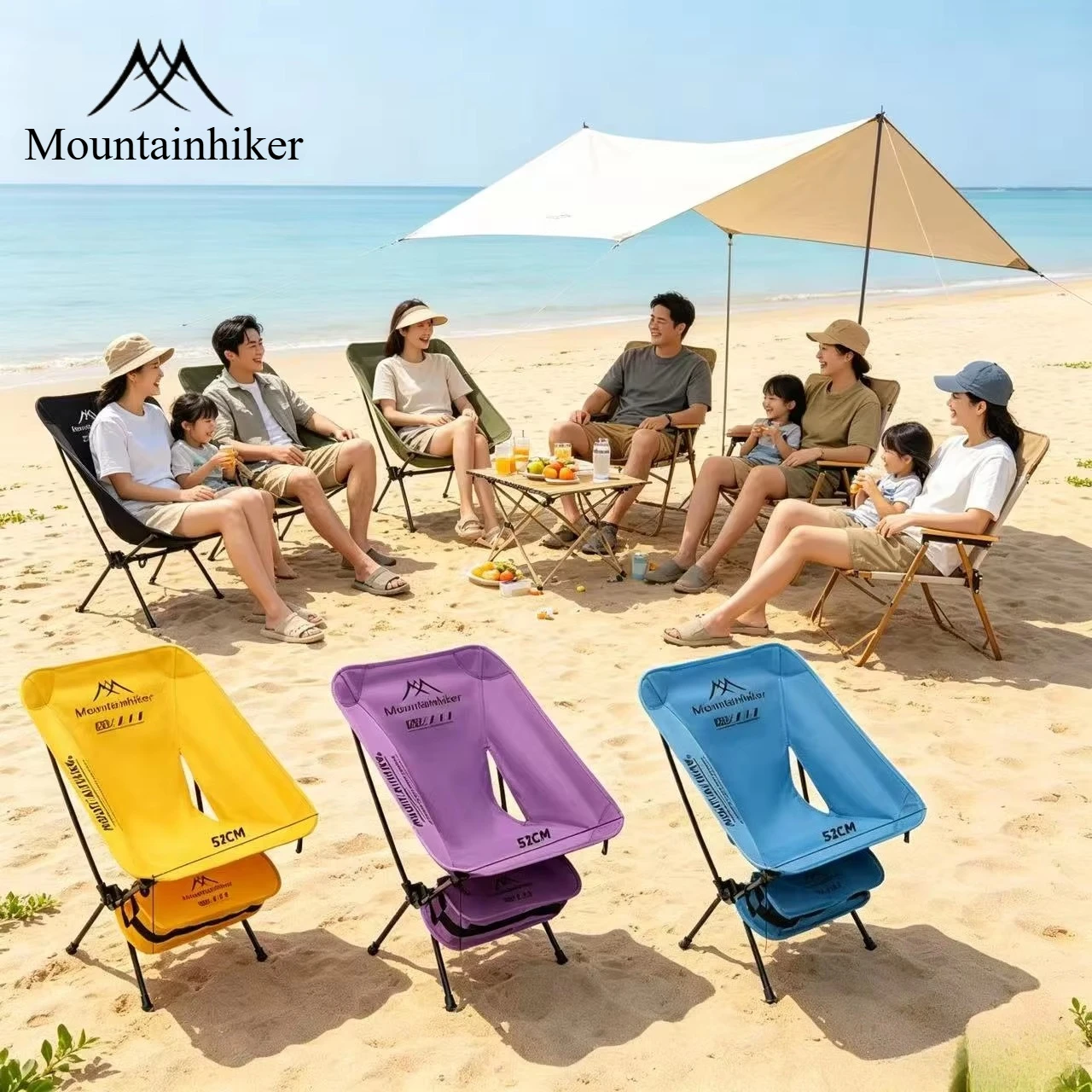Woodworking Outdoor Furniture - 超軽量折りたたみムーンチェアアルミ合金アウトドアベンチ、キャンプ、ハイキング、釣り用（グリーン、ブラック、カーキ、イエロー、ブルー、パープル）