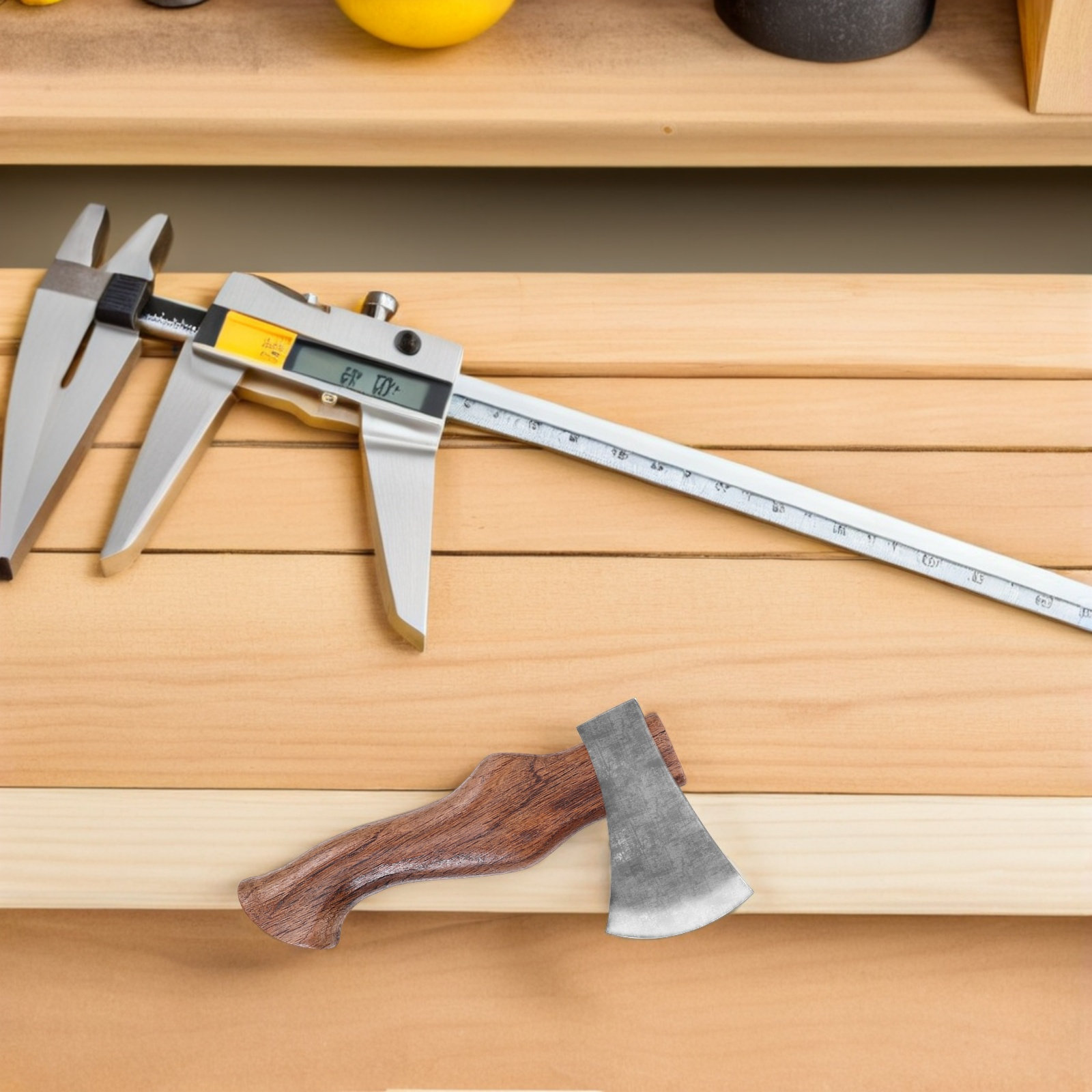 Woodworking Hatchet - 木製斧の柄の交換用 21cm 無垢材グリップ アウトドア薪割り ガーデニング キャンプ用斧