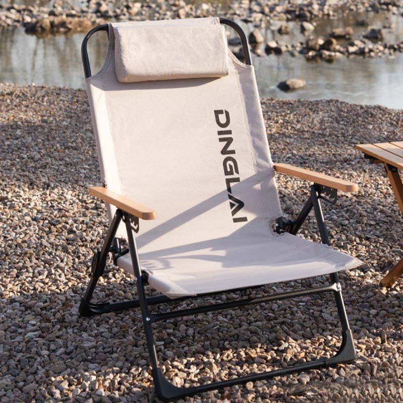 Woodworking Outdoor Furniture - 屋外折りたたみ椅子ポータブルキャンプリクライニングチェア角度調整可能取り外し可能な枕付きハイバックレスト釣り椅子