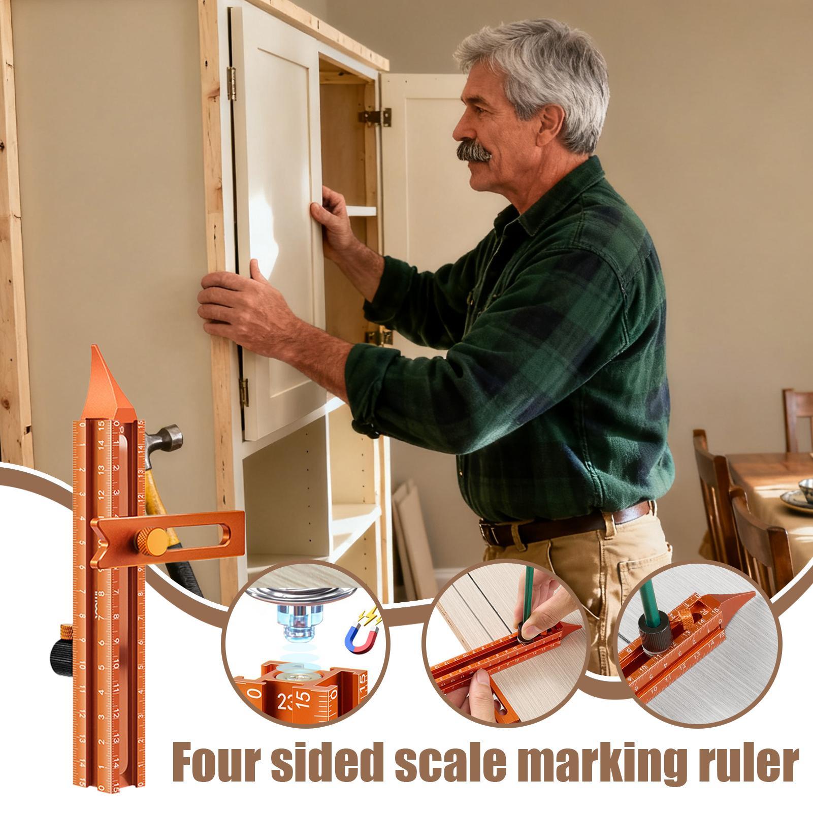 木工定規磁気ベース 4 面ツール金属精密定規大工大工建設マイ - Woodworking Carpenter のレビューと価格