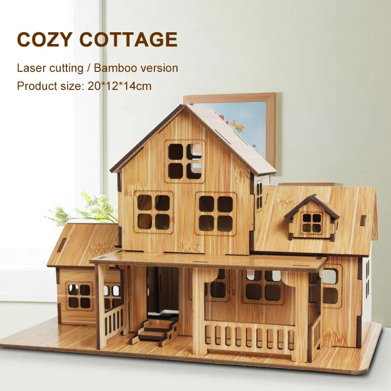 3D木製パズルモデルゲームコージーコテージDIY手作り機械式 - Woodworking Hobby のレビューと価格