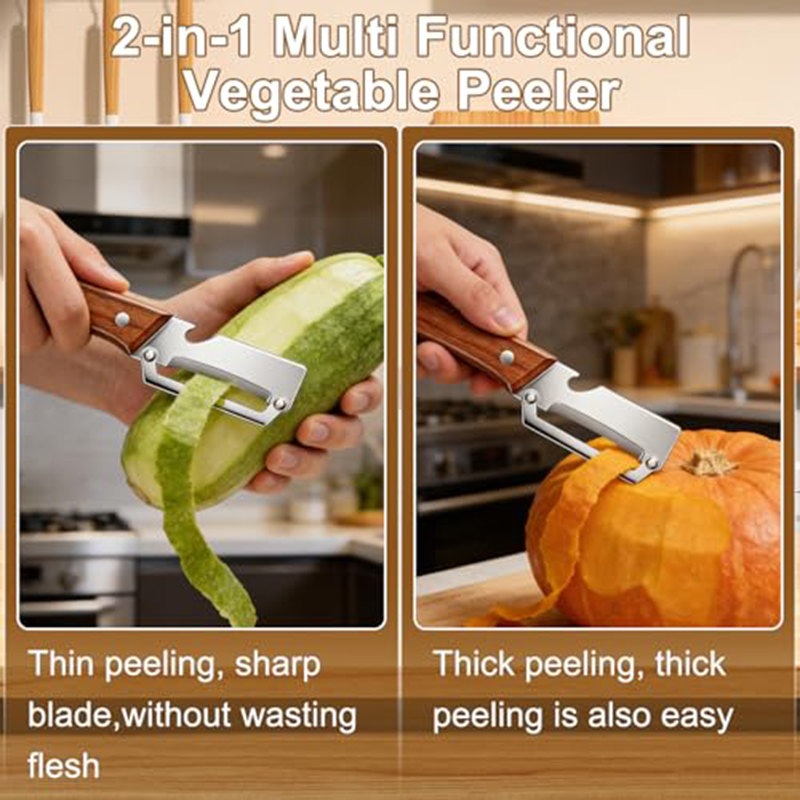 ステンレス製キッチンピーラー 木製ハンドル付き野菜ピーラー  - Woodworking Hobby のレビューと価格