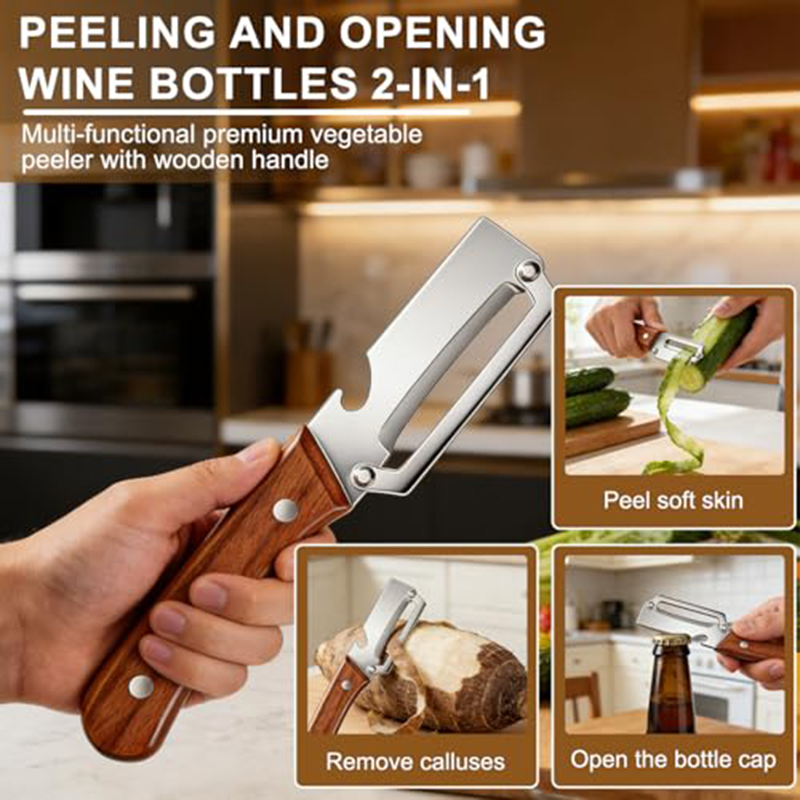 ステンレス製キッチンピーラー 木製ハンドル付き野菜ピーラー  - Woodworking Hobby のレビューと価格