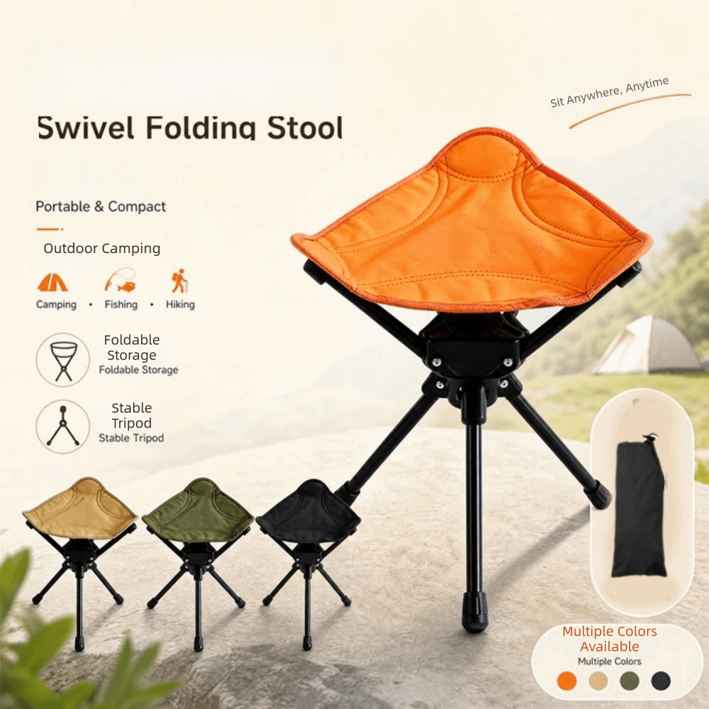 三脚折りたたみ回転スツール耐摩耗性折りたたみ式釣り椅子強力な - Woodworking Outdoor Furniture のレビューと価格
