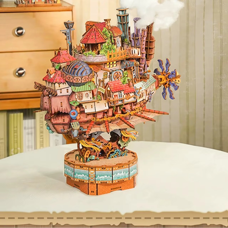 本物の旅行船ハウルの動く城木製パズルビルディングブロックジオ - Woodworking Hobby のレビューと価格