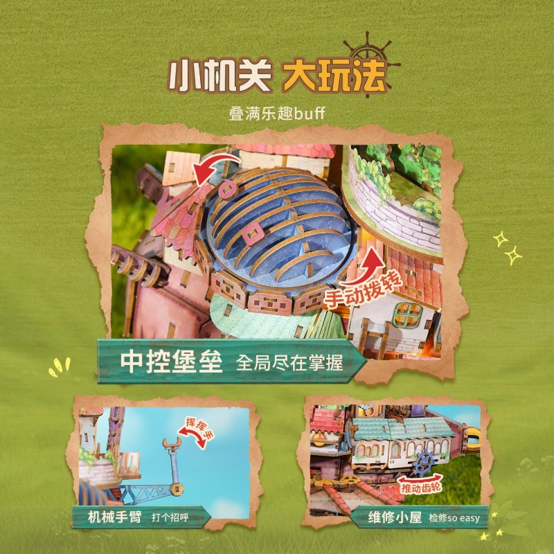 本物の旅行船ハウルの動く城木製パズルビルディングブロックジオ - Woodworking Hobby のレビューと価格