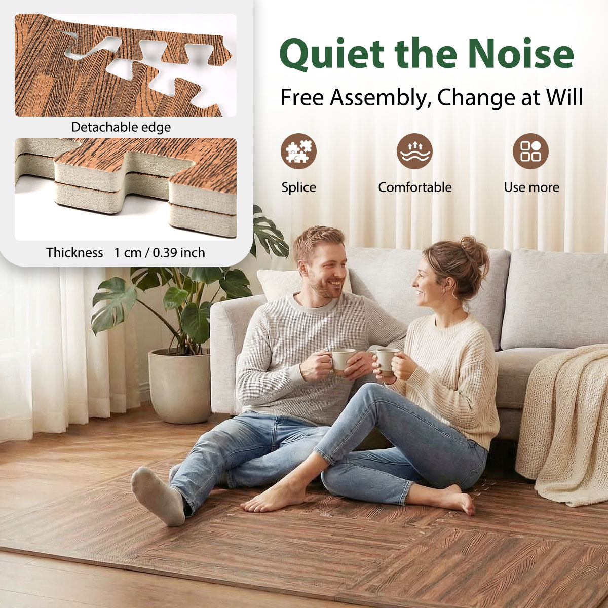木目調インターロッキングEVAフォームフロアタイル、24枚パ - Woodworking Thicknesser のレビューと価格